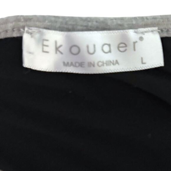 Ekouaer Sleep/Lounge Set -Soft Tshirt & Shorts Pajamas - XL - Black/Gray - Picture 10 of 14